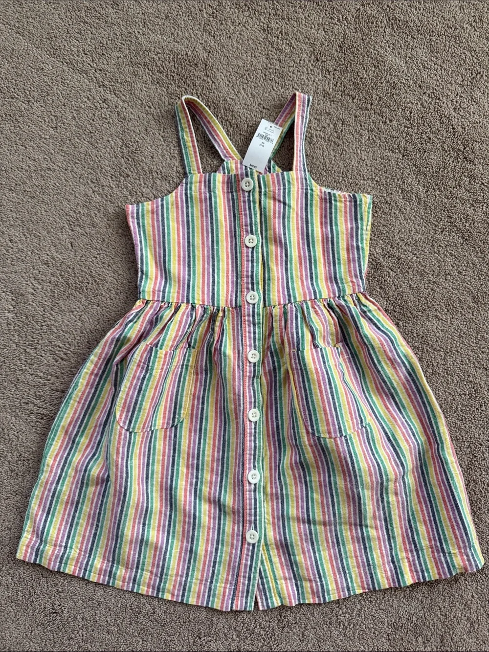 GAP Multicolor Rainbow Stripe Button-Front Sundress
